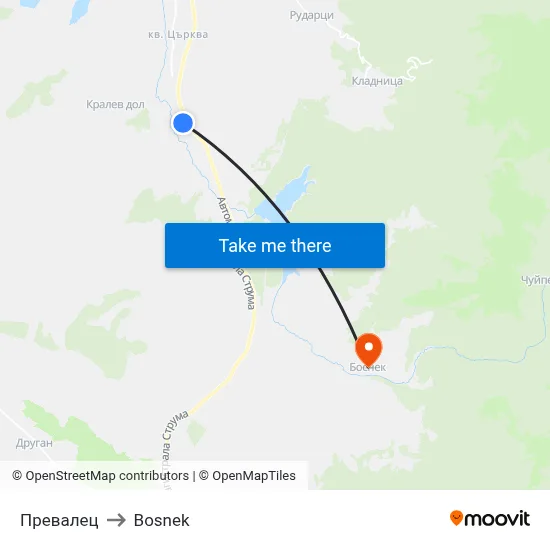 Prevalets to Bosnek map