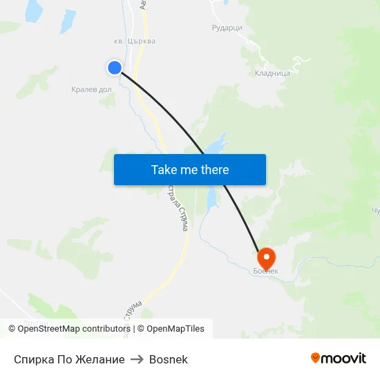 Stop on Request to Bosnek map