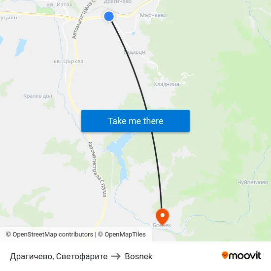 Драгичево, Светофарите to Bosnek map