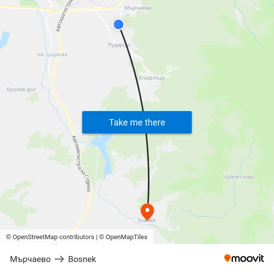 Marchevo to Bosnek map
