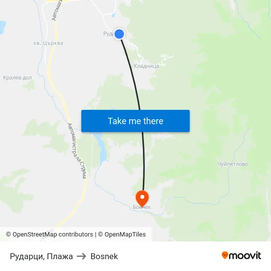 Рударци, Плажа to Bosnek map