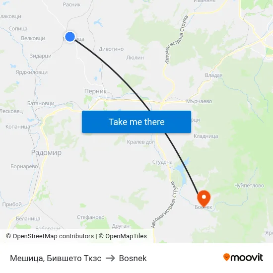 Мешица, Бившето Ткзс to Bosnek map