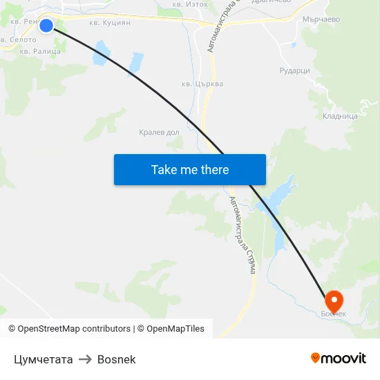Цумчетата to Bosnek map