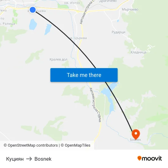 Куциян to Bosnek map