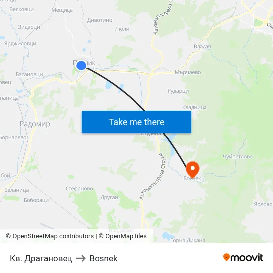 Draganovec Quarter to Bosnek map