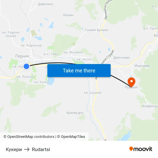 Kukeri to Rudartsi map