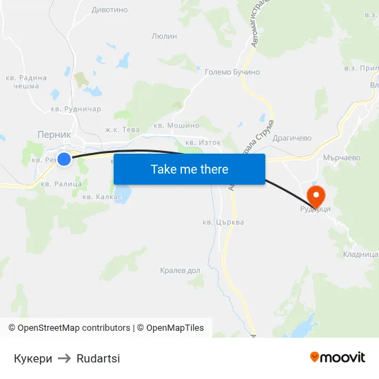 Kukeri to Rudartsi map