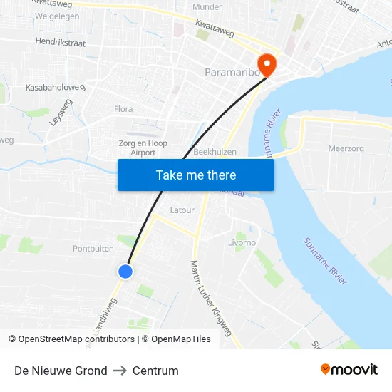De Nieuwe Grond to Centrum map