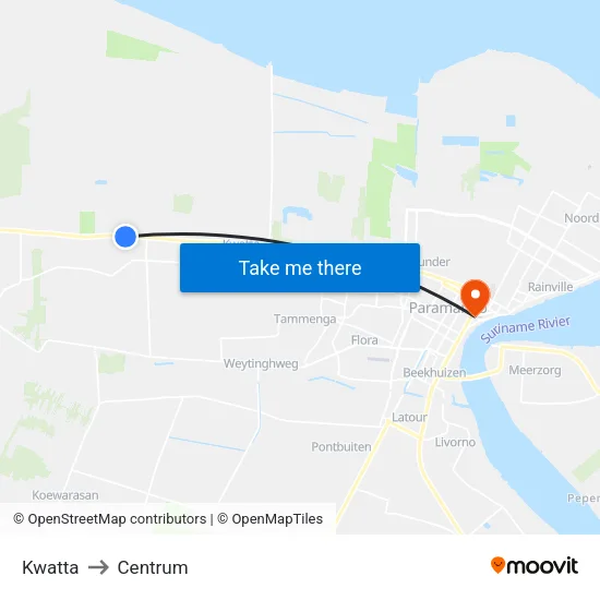 Kwatta to Centrum map