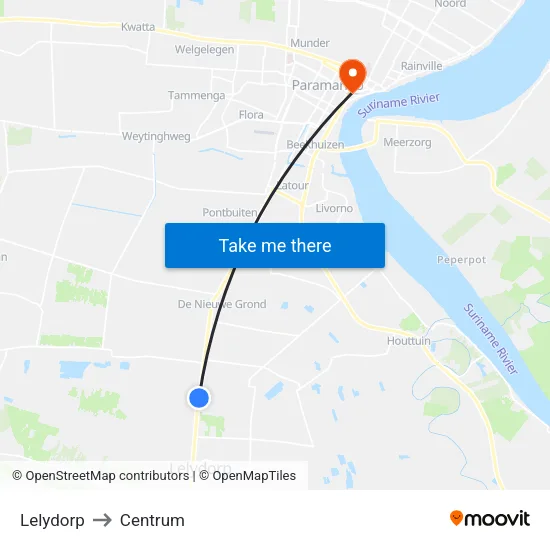Lelydorp to Centrum map