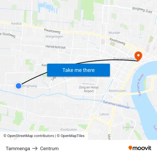 Tammenga to Centrum map