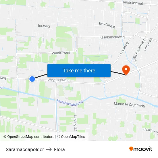 Saramaccapolder to Flora map