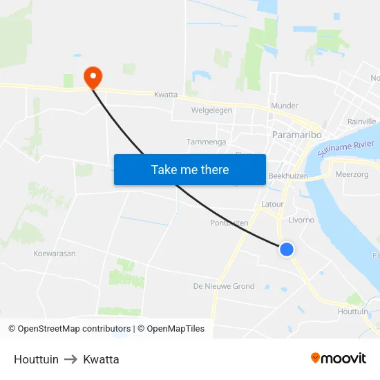Houttuin to Kwatta map