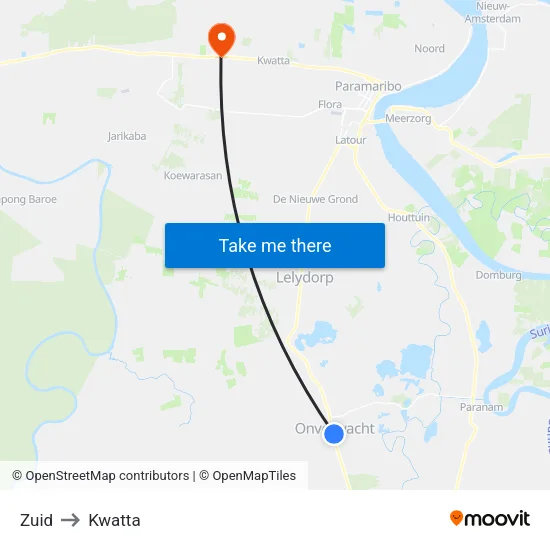 Zuid to Kwatta map