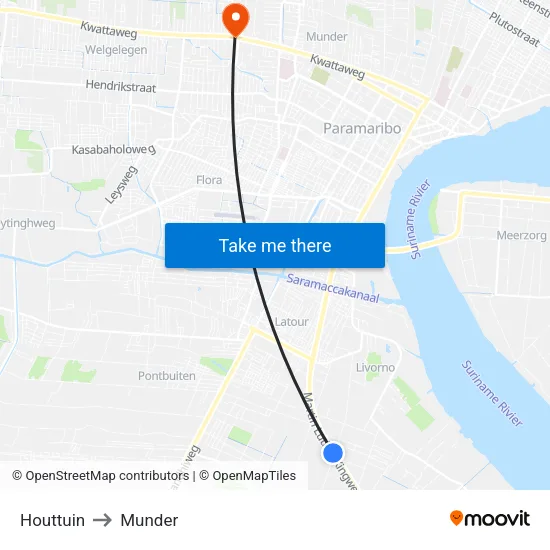 Houttuin to Munder map