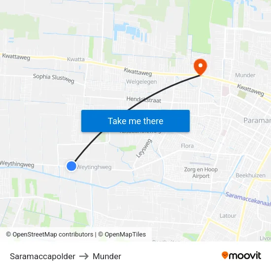 Saramaccapolder to Munder map