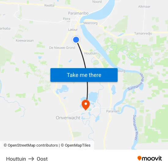 Houttuin to Oost map