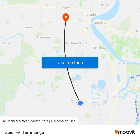Zuid to Tammenga map