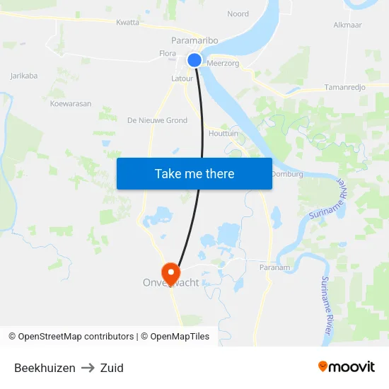 Beekhuizen to Zuid map