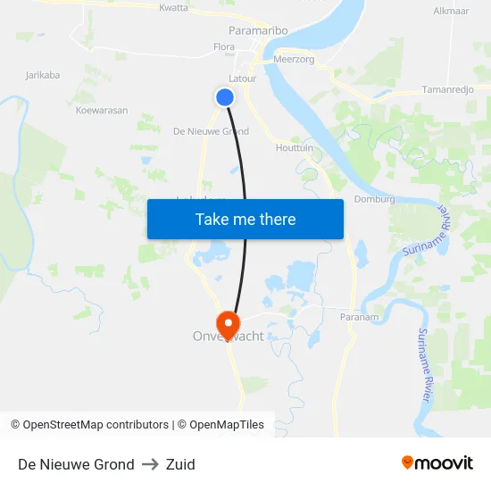 De Nieuwe Grond to Zuid map