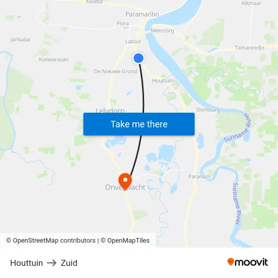 Houttuin to Zuid map