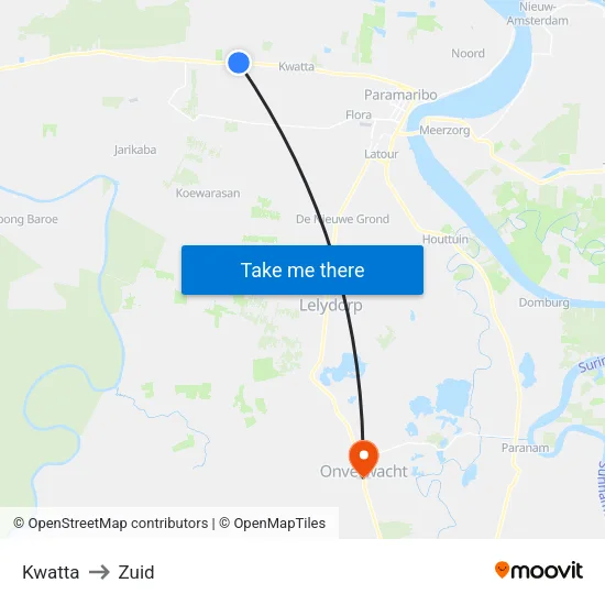 Kwatta to Zuid map