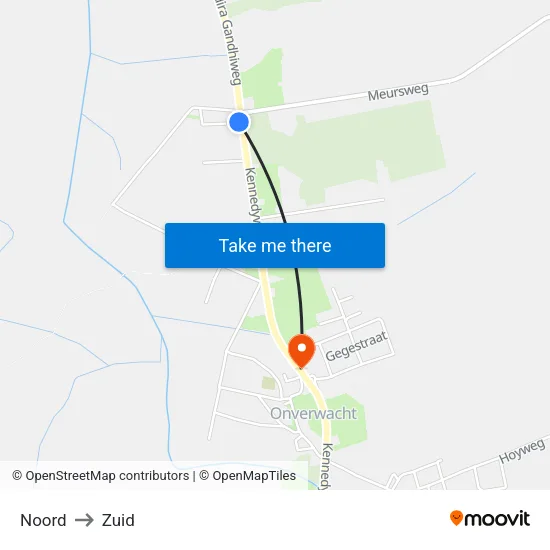 Noord to Zuid map
