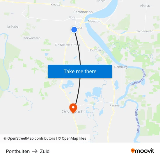 Pontbuiten to Zuid map