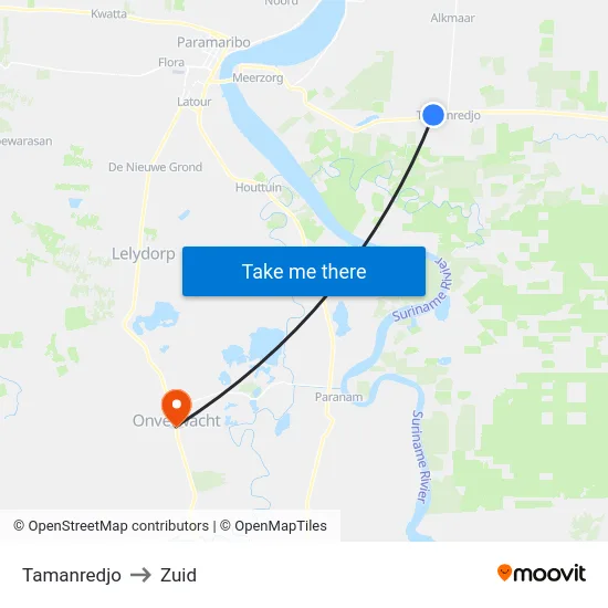 Tamanredjo to Zuid map