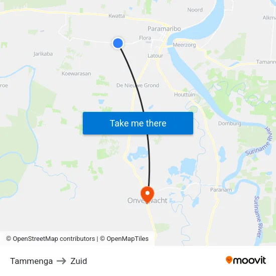 Tammenga to Zuid map
