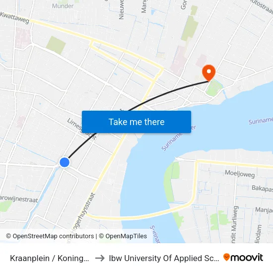 Kraanplein / Koningstraat to Ibw University Of Applied Sciences map