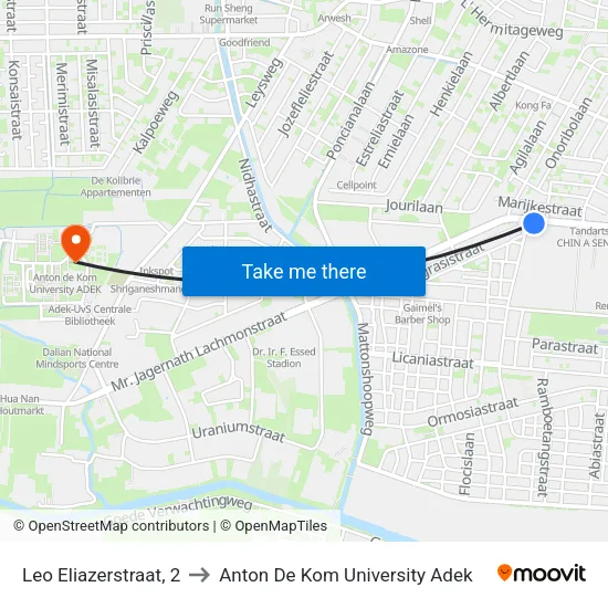 Leo Eliazerstraat, 2 to Anton De Kom University Adek map