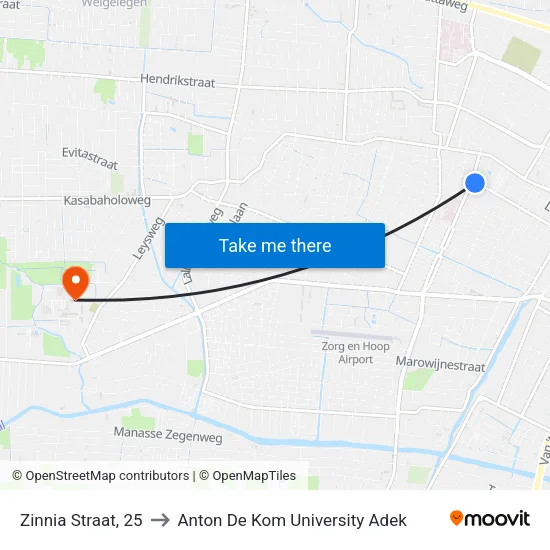 Zinnia Straat, 25 to Anton De Kom University Adek map
