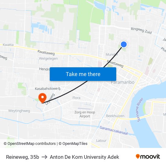 Reineweg, 35b to Anton De Kom University Adek map