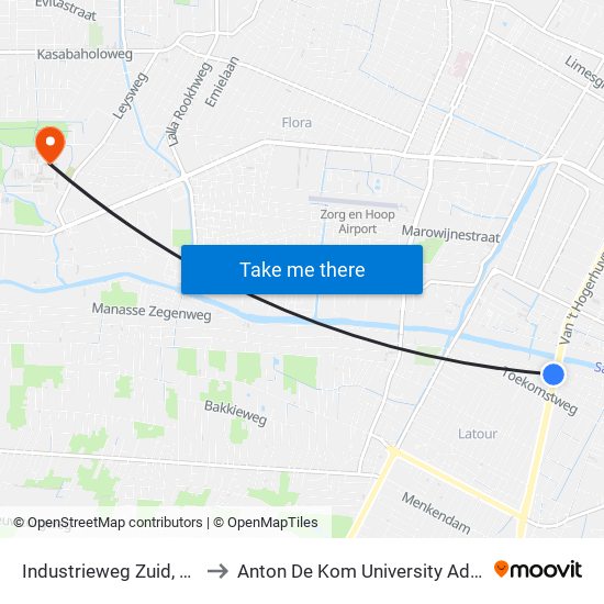 Industrieweg Zuid, 37 to Anton De Kom University Adek map