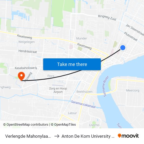 Verlengde Mahonylaan, 40 to Anton De Kom University Adek map