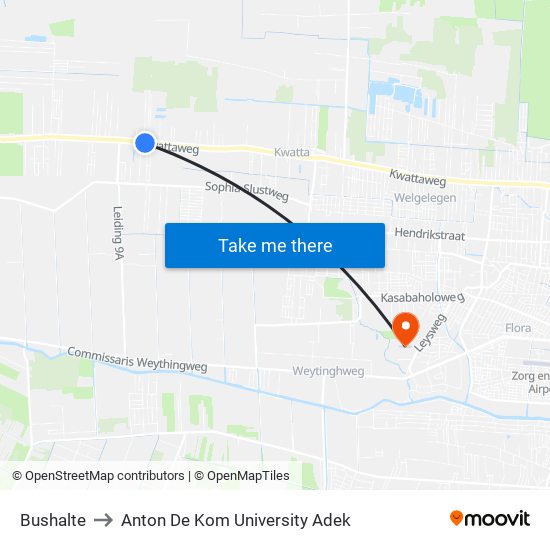 Bushalte to Anton De Kom University Adek map