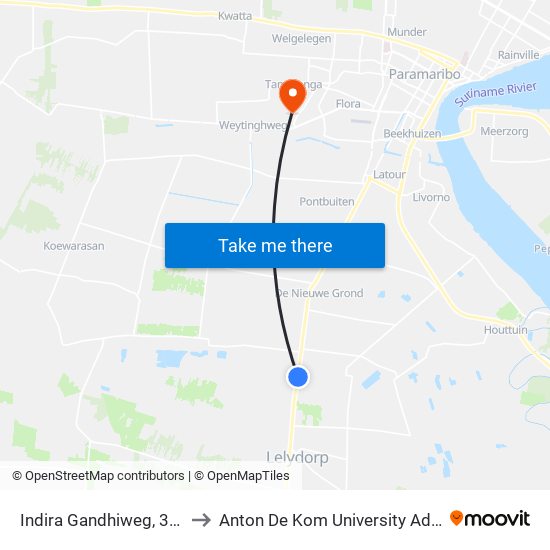 Indira Gandhiweg, 330 to Anton De Kom University Adek map