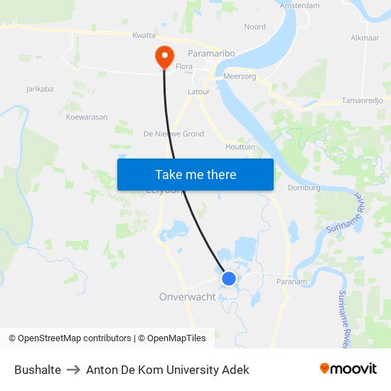 Bushalte to Anton De Kom University Adek map