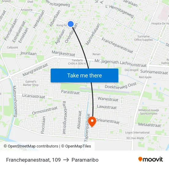 Franchepanestraat, 109 to Paramaribo map