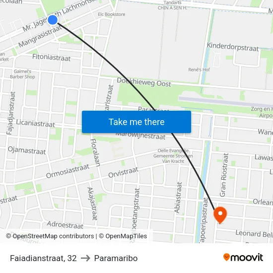 Faiadianstraat, 32 to Paramaribo map