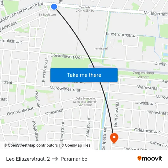 Leo Eliazerstraat, 2 to Paramaribo map