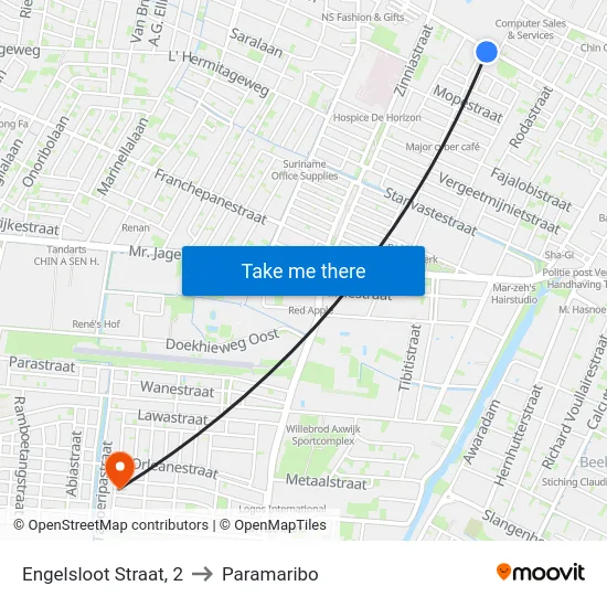 Engelsloot Straat, 2 to Paramaribo map
