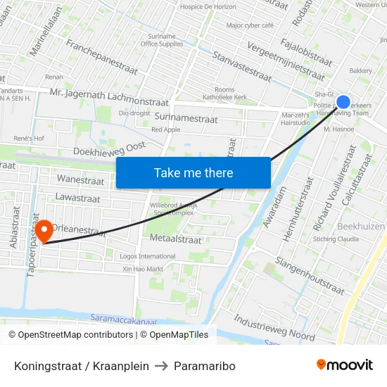 Koningstraat / Kraanplein to Paramaribo map