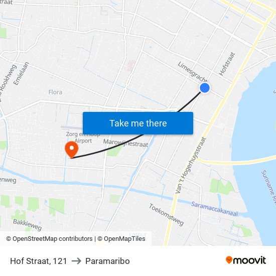 Hof Straat, 121 to Paramaribo map