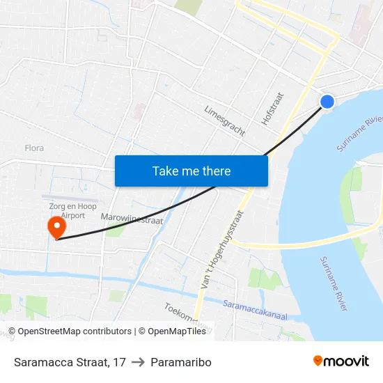 Saramacca Straat, 17 to Paramaribo map