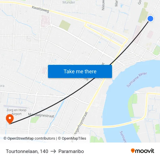 Tourtonnelaan, 140 to Paramaribo map