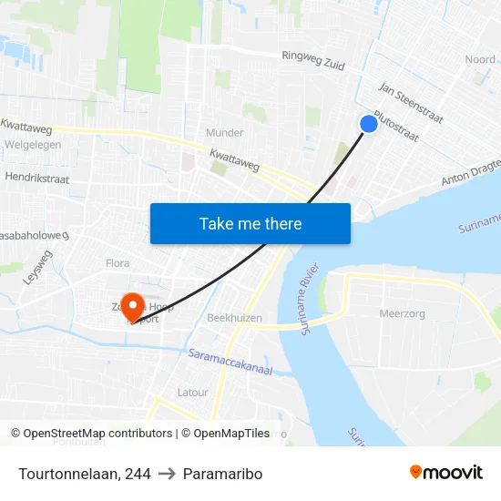 Tourtonnelaan, 244 to Paramaribo map