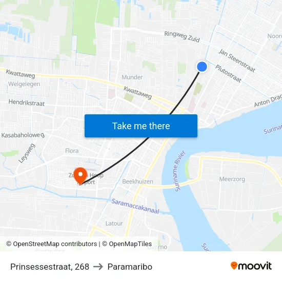 Prinsessestraat, 268 to Paramaribo map