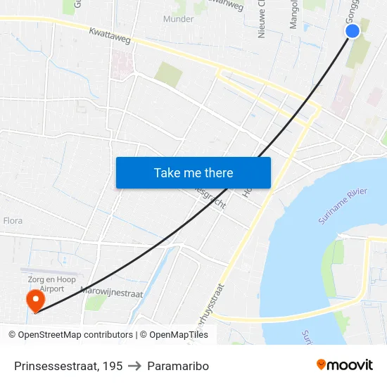 Prinsessestraat, 195 to Paramaribo map